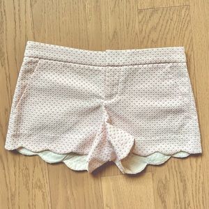Club Monaco Scallop Hem Pink and White Dot Shorts